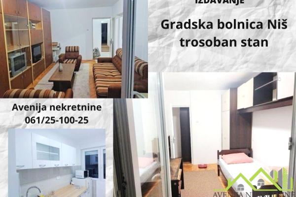 izdavanje, stanova,
gradska-bolnica-medijana-nis, 337899, trosoban