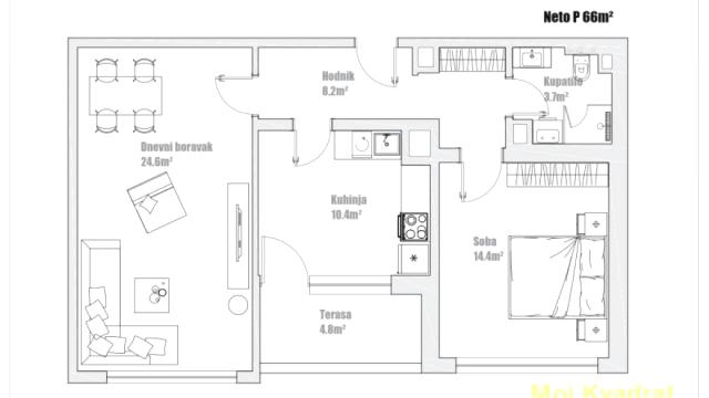 Stan, Dvosoban, Prodaja, 66m2, Hram svetog Save, Vračar, Makenzijeva
