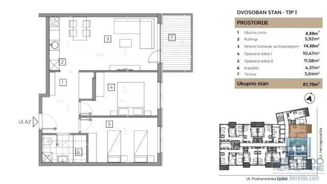 Stan, Dvoiposoban, Prodaja, 62m2, Centar, Gradska lokacija, Jagodina