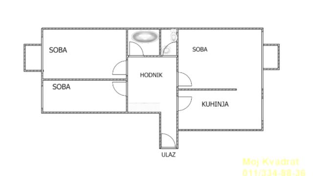 Stan, Trosoban, Prodaja, 73m2, Miljakovac, Rakovica, Borska