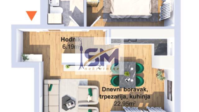 Stan, Dvosoban, Prodaja, 48m2, Muhar, Zemun, Novogradska
