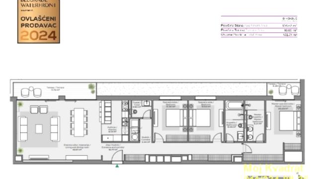 Stan, četvorosoban, Prodaja, 153m2, Beograd na vodi, Savski venac, BW King's Park Residence