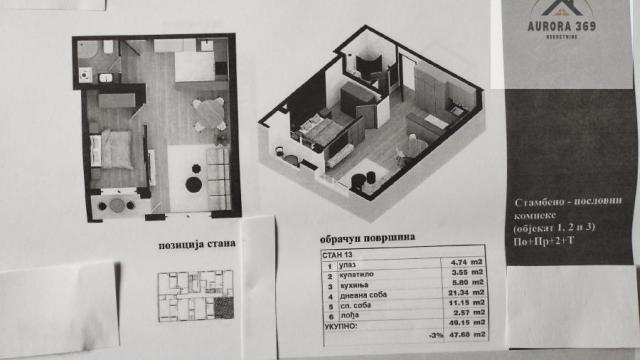 Stan, Dvosoban, Prodaja, 49m2, Adice, Novi Sad, Novi Sad