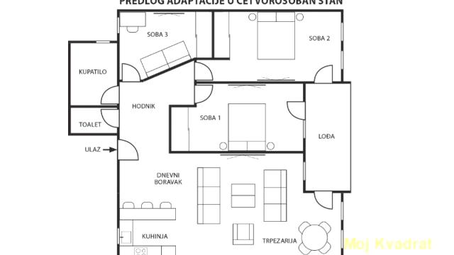 Stan, Dvoiposoban, Prodaja, 101m2, Južni bulevar, Vračar, Šumatovačka