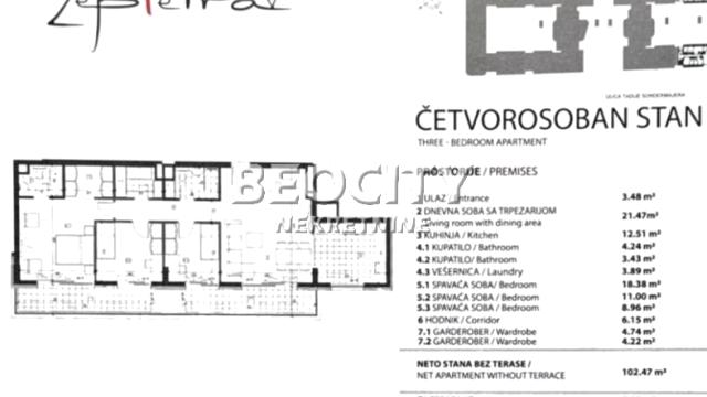 Stan, četvorosoban, Prodaja, 123m2, Blok 65, Novi Beograd, Bulevar Heroja od Kosara 