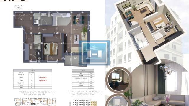 Stan, Dvoiposoban, Prodaja, 53m2, Centar, Gradska lokacija, Ćuprija