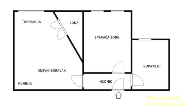 Stan, Dvosoban, Prodaja, 50m2, Kluz, Zvezdara, Živka Davidovića