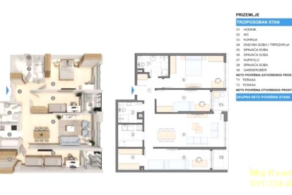 prodaja, stanova,
gornji-grad-zemun-beograd, 958337, troiposoban