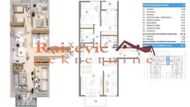 Stan, četvorosoban, Prodaja, 112m2, Gornji grad, Zemun, Banatska