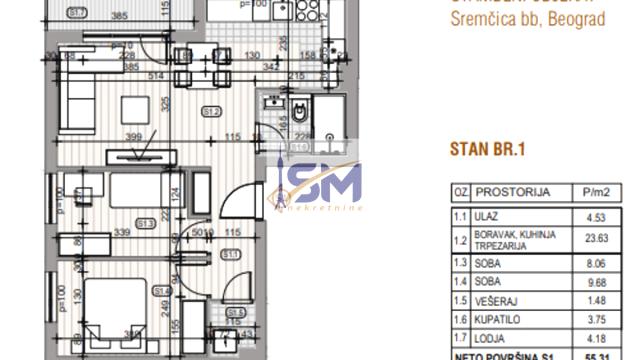 Stan, Trosoban, Prodaja, 56m2, Sremčica, Čukarica, Beogradska