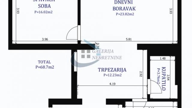 Stan, Dvoiposoban, Izdavanje, 68m2, Dom omladine, Stari grad, Makedonska