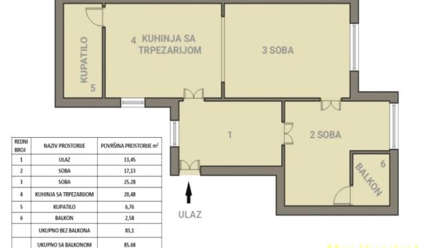 Stan, Trosoban, Prodaja, 86m2, Krunska, Vračar, Resavska