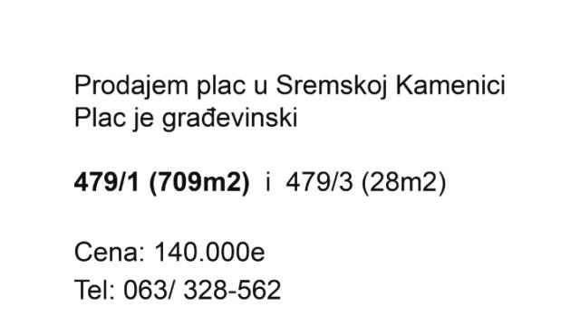 Plac, Prodaja, m2, Sremska Kamenica, Petrovaradin, Novo Selo