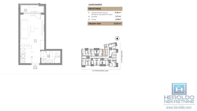 Stan, Garsonjera, Prodaja, 24m2, Centar, Gradska lokacija, Jagodina