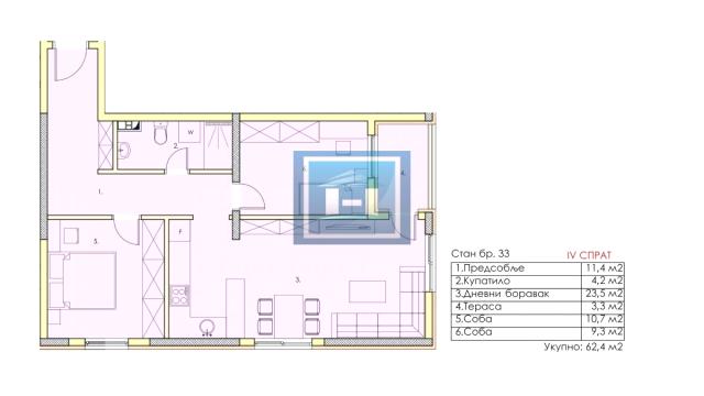 Stan, Trosoban, Prodaja, 62m2, Centar, Gradska lokacija, Jagodina
