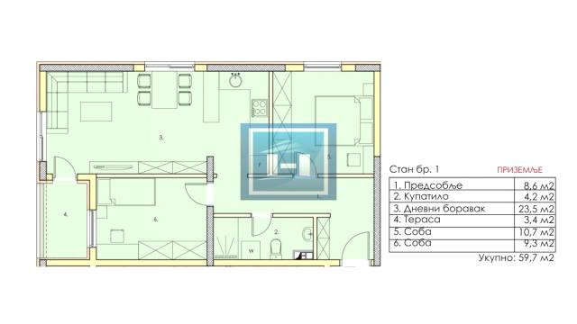 Stan, Dvoiposoban, Prodaja, 60m2, Centar, Gradska lokacija, Jagodina