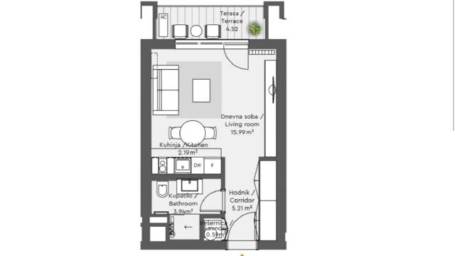 Stan, Garsonjera, Prodaja, 32m2, BW Nika