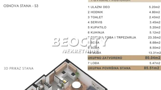Stan, Troiposoban, Prodaja, 86m2, Kalenić pijaca, Vračar, Vračar, Kalenić pijaca, , 3.5, 86m2