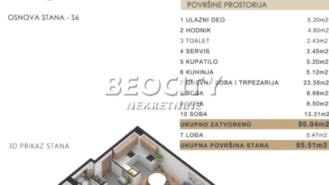 Stan, Troiposoban, Prodaja, 86m2, Kalenić pijaca, Vračar, Vračar, Kalenić pijaca, , 3.5, 86m2