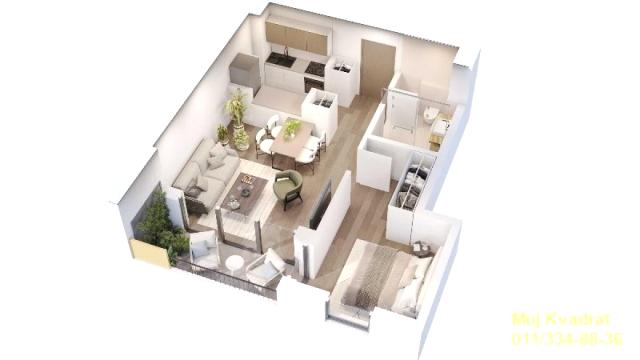 Stan, Dvosoban, Prodaja, 46m2, Zeleno brdo, Zvezdara, Bulevar kralja Aleksandra