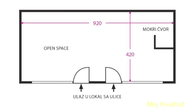 Poslovni prostor, Izdavanje, 42m2, Slavija, Vračar, Njegoševa