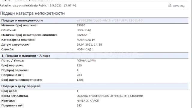 Plac, Prodaja, m2, Gornje livade, Novi Sad, Drage Garasanin