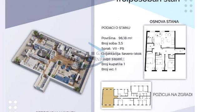 Stan, Troiposoban, Prodaja, 96m2, Dimitrija Tucovića, Zvezdara, Dimitrija Tucovića