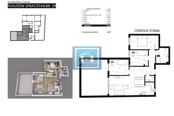 prodaja, stanova,
centar-grad-cuprija, 1083273, trosoban