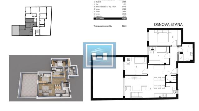 Stan, Trosoban, Prodaja, 79m2, Centar, Gradska lokacija, Ćuprija