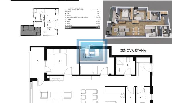 Stan, Dvoiposoban, Prodaja, 78m2, Centar, Gradska lokacija, Ćuprija