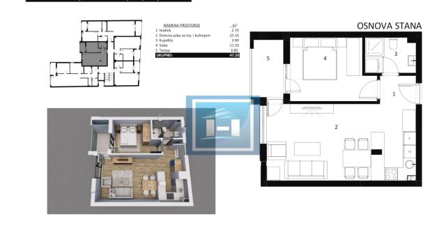 Stan, Jednoiposoban, Prodaja, 47m2, Centar, Gradska lokacija, Ćuprija