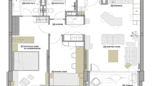 Stan, Trosoban, Prodaja, 86m2, Kneza Miloša