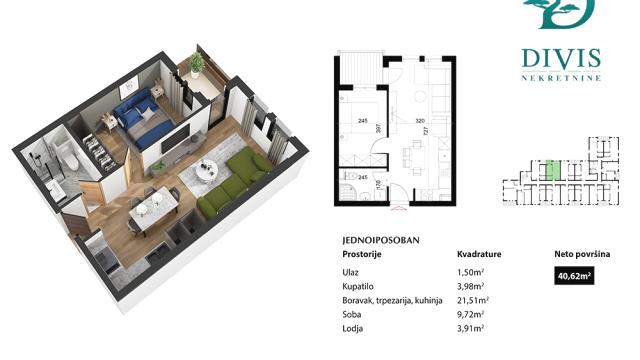 Stan, Jednoiposoban, Prodaja, 41m2, Čingrijina