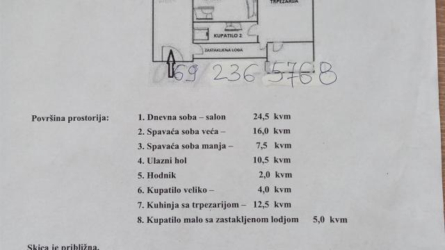 Stan, Trosoban, Izdavanje, 82m2, Vukov Spomenik, Zvezdara, Ruzveltova