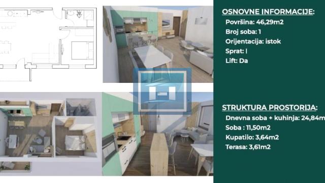 Stan, Jednoiposoban, Prodaja, 46m2, Aqua park, Gradska lokacija, Jagodina