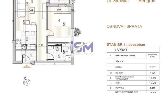 Stan, Dvosoban, Prodaja, 44m2, Sremčica, Čukarica, Školska