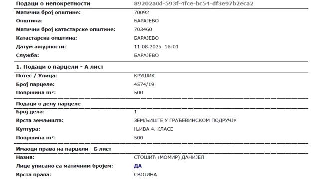 Plac, Prodaja, m2, Barajevo, Borivoja Tasica