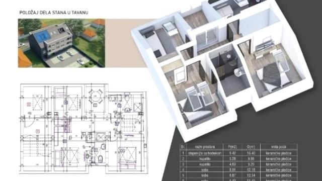 Stan, Troiposoban, Prodaja, 90m2, Kuzminska