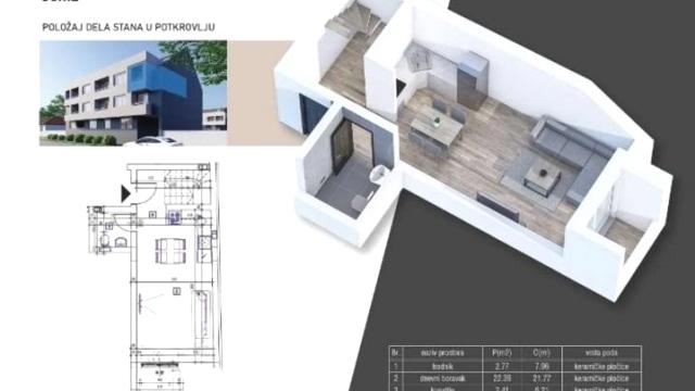 Stan, Troiposoban, Prodaja, 90m2, Kuzminska