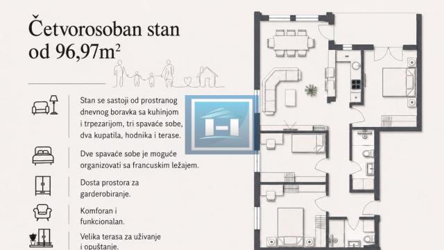 Stan, četvorosoban, Prodaja, 97m2, Aqua park, Gradska lokacija, Jagodina