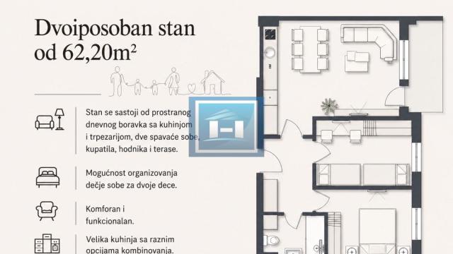 Stan, Dvoiposoban, Prodaja, 62m2, Aqua park, Gradska lokacija, Jagodina