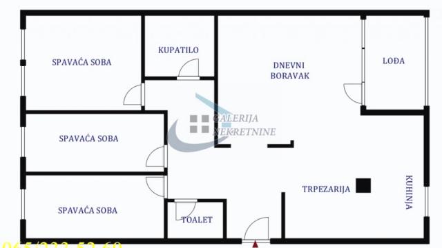 Stan, Troiposoban, Prodaja, 84m2, Cerak vinogradi, Čukarica, Vinogradski venac