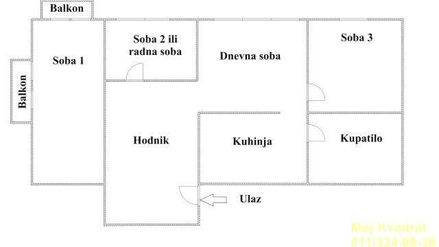 Stan, Trosoban, Prodaja, 54m2, Slavija, Vračar, Birčaninova