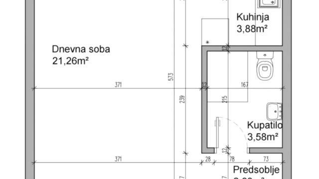 Stan, Garsonjera, Prodaja, 32m2, Blok 44 (TC Piramida), Novi Beograd, Gandijeva